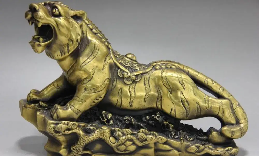 

Chinese Palace Brass Copper Feng Shui Evil spirits Money wealth Tiger God Statue
