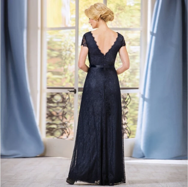 2016 кружева с коротким рукавом мать невесты платья v-образным бусины корсет спинки