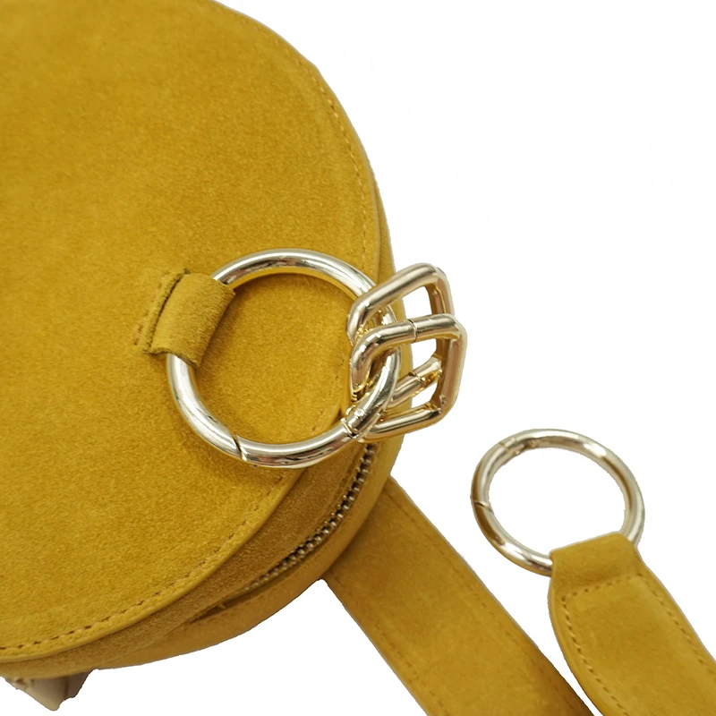 LilyHood круглый клатч модная повседневная женская сумка Circel из натуральной кожи и замши маленькая желтая сумка на запястье для мобильного телефона