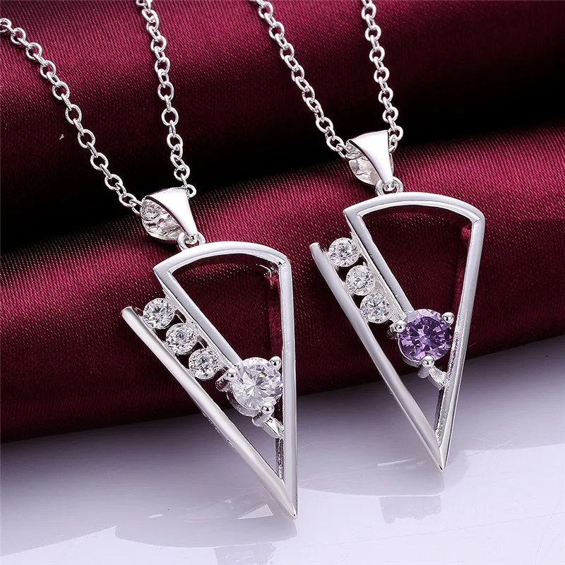 New Beautiful Necklaces Women Triangle Design &amp Pendants Silver Plated Fashion Jewelry Gift | Украшения и аксессуары