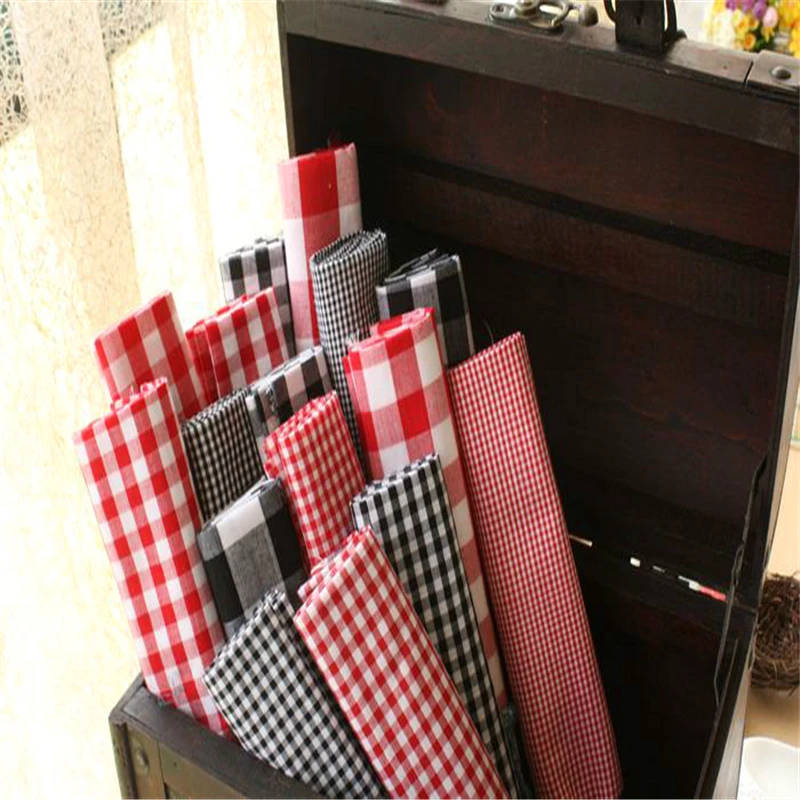 50x150cm Red White black plaid Cotton Sewing Fabric for Dress Skirt Tablecloth DIY background Sew Home Decoration | Дом и сад