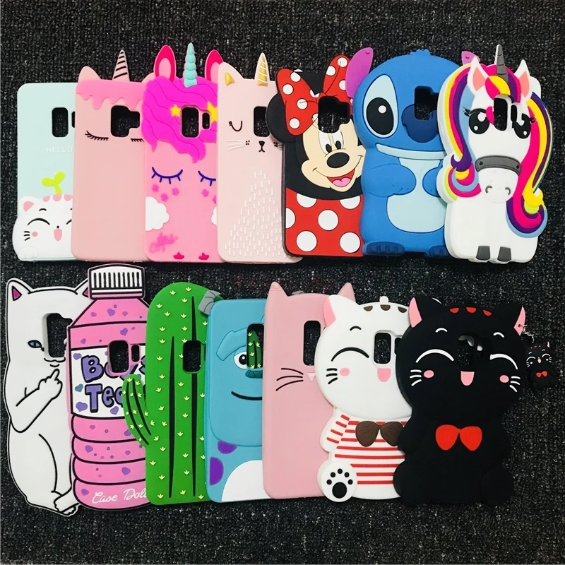 3D мультфильм бутылка Единорог кошка Ститч чехол с Минни для samsung Galaxy S6 S7 Edge S8 S9 Plus Note 8 чехол s Мягкая силиконовая задняя крышка