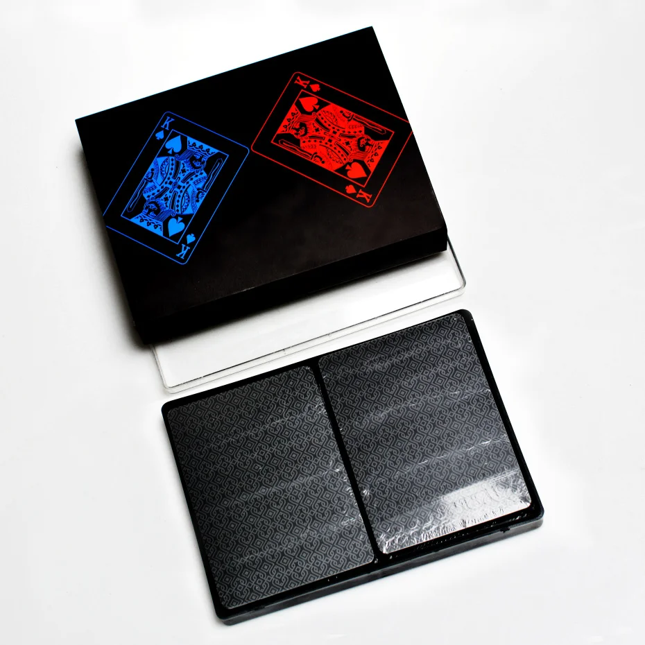 2 компл./лот Водонепроницаемый Пластик ПВХ черный игральных карт красные синие
