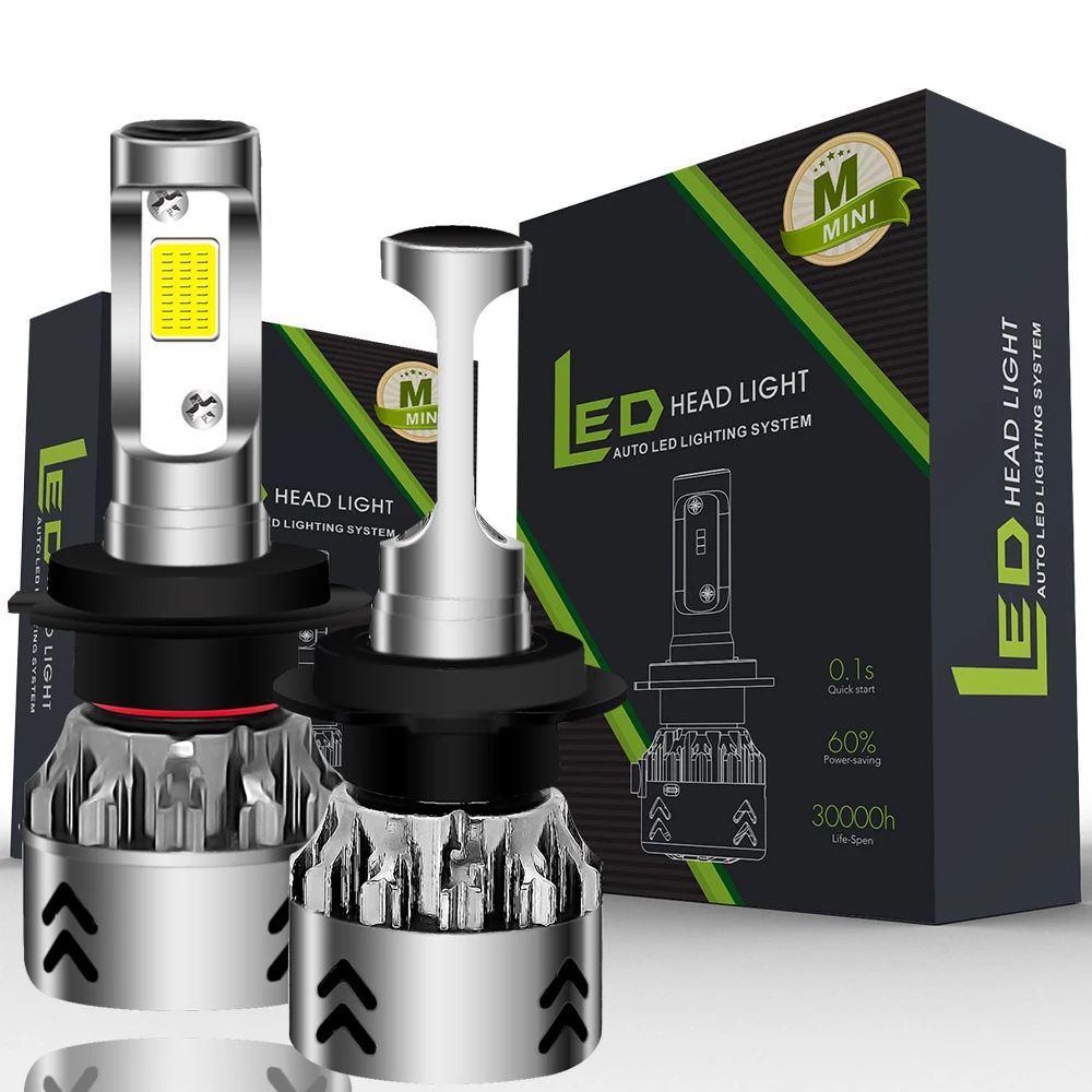 PAMPSEE Mini6 H1 Headlight Bulbs 10000LM H4 Led 12V 24V 9005 HB3 9006 HB4 H7 Car Lights 6000K 100W H8 H9 H11 Cob Spot Lamp | Автомобили и