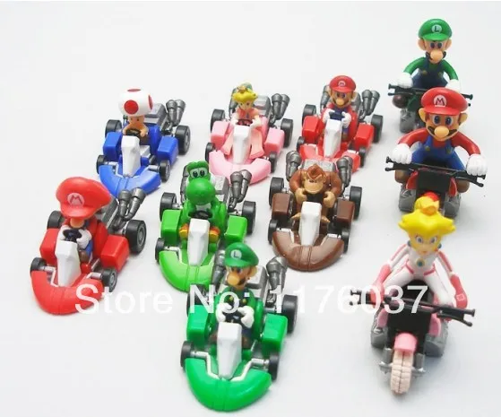 10 pcs Classic Game Toys Nintendo SUPER MARIO Yoshi Kart Pull Back Racers Car Figure Set | Игрушки и хобби