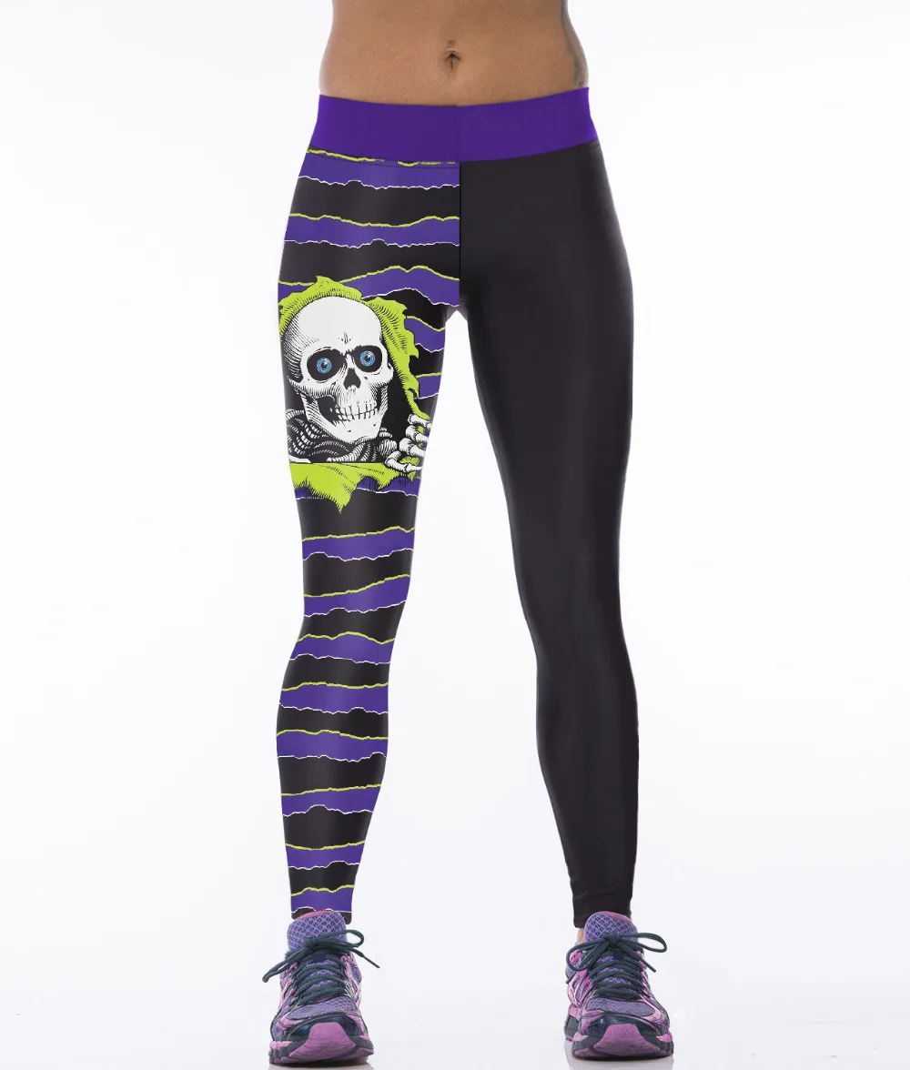 

Skull Patterned 3d Printed High Waist Leggings Black Workout Pants Spandex Fitness Legging Punk Rock Leggins Mujer Roupas