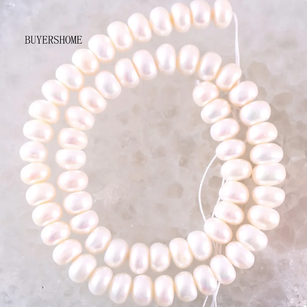 

Free Shipping 8-9mm Loose Beads 100% Natural White Pearl 1 Strings 14" D009