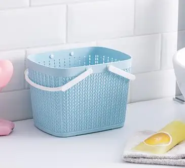 S-light blue 1 шт. Милая корзина для хранения ванной, корзина для ванной, Большая мягкая пластиковая корзина для мытья, портативная ванная wx9251527 - Цвет: S-light blue