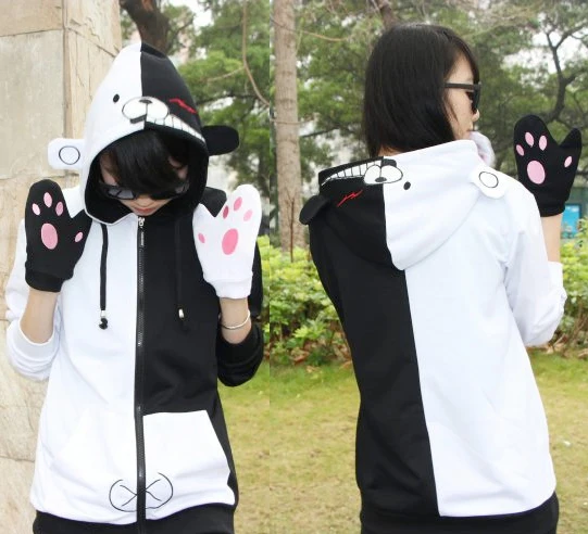 Adult Unisex danganronpa cosplay costume monokuma Cartoon Anime Hoodies Sweatshirt Fleece Woman Man Pluz Size coat Jacket |
