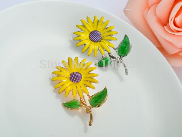 Новинка броши в виде желтого цветка декоративная эмалированная брошь цветов