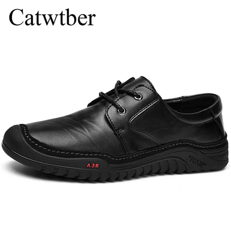 Catwtber Spring Autumn Quality Handmade Leather Casual Sneakers Men Shoes Male Walking Moccasins Comfortable Non Slip Footwear | Обувь