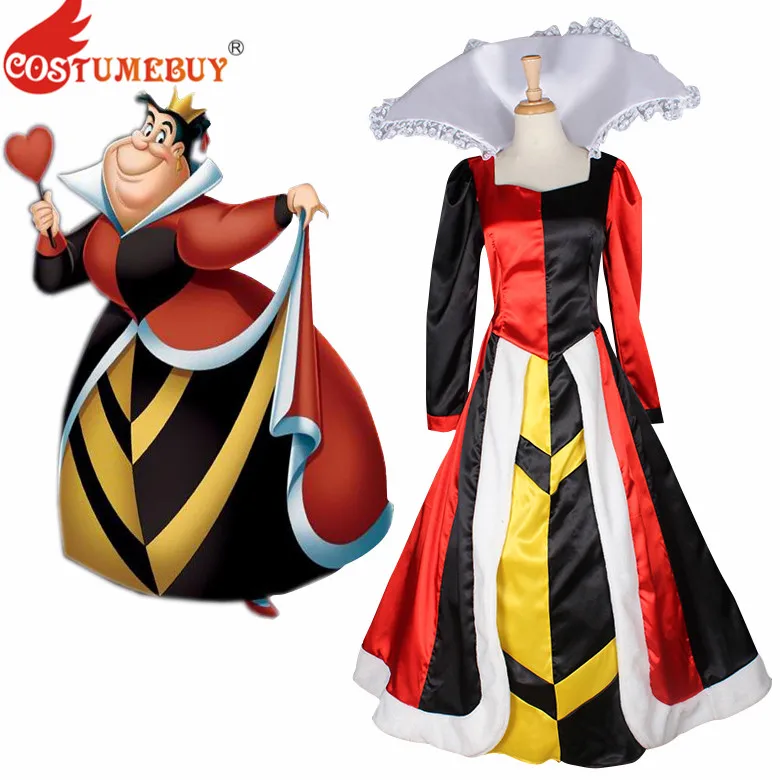 Costumebuy Алиса в стране чудес для взрослых Красная Королева сердец костюмы женская фантазия платье фильм косплей маскарадный костюм