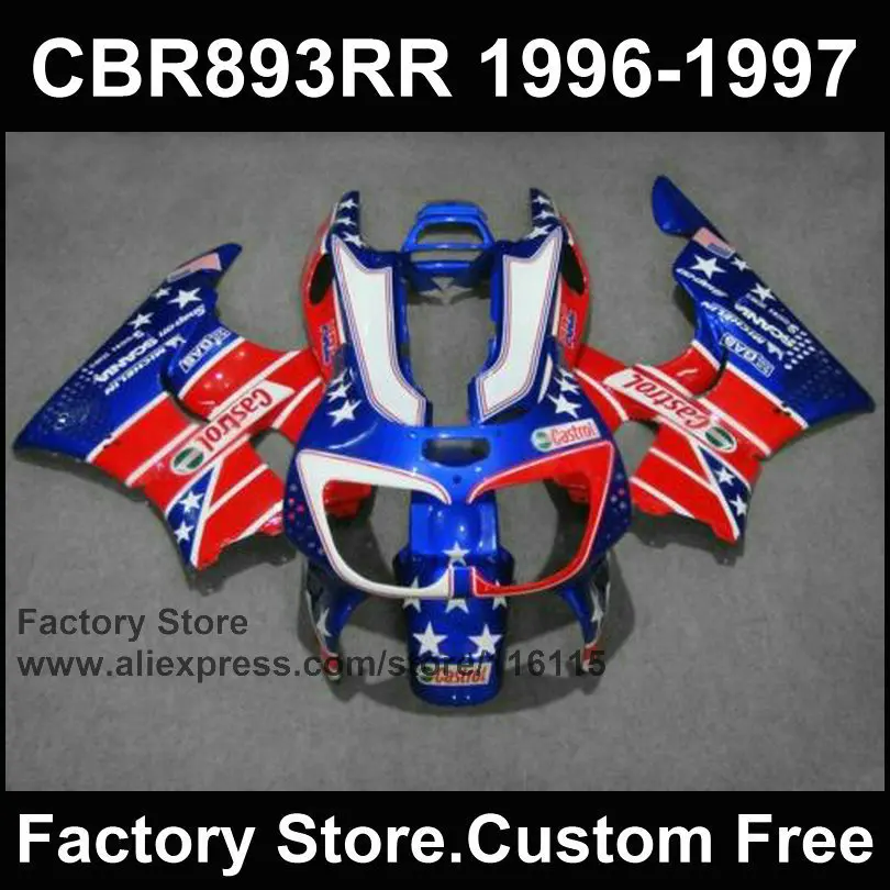 

Аксессуары для мотоцикла HONDA 1996 1997 CBR900RR CBR 893RR 96 97 fireblade blue stars CBR 893 обтекатели