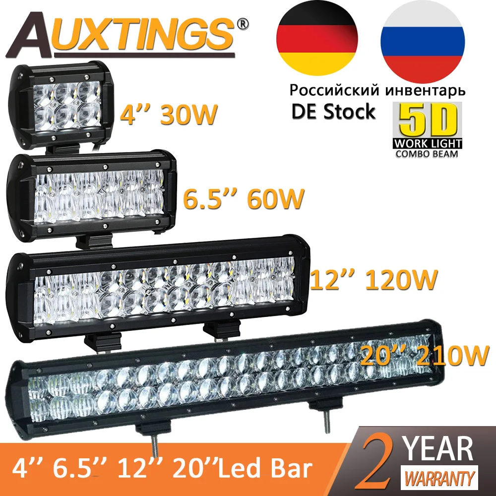 Новый светодиодный светильник Auxtings 4 &quot6 5&quot 12 &quot20&quot 30 Вт 60 120 210 5D двухрядный IP67