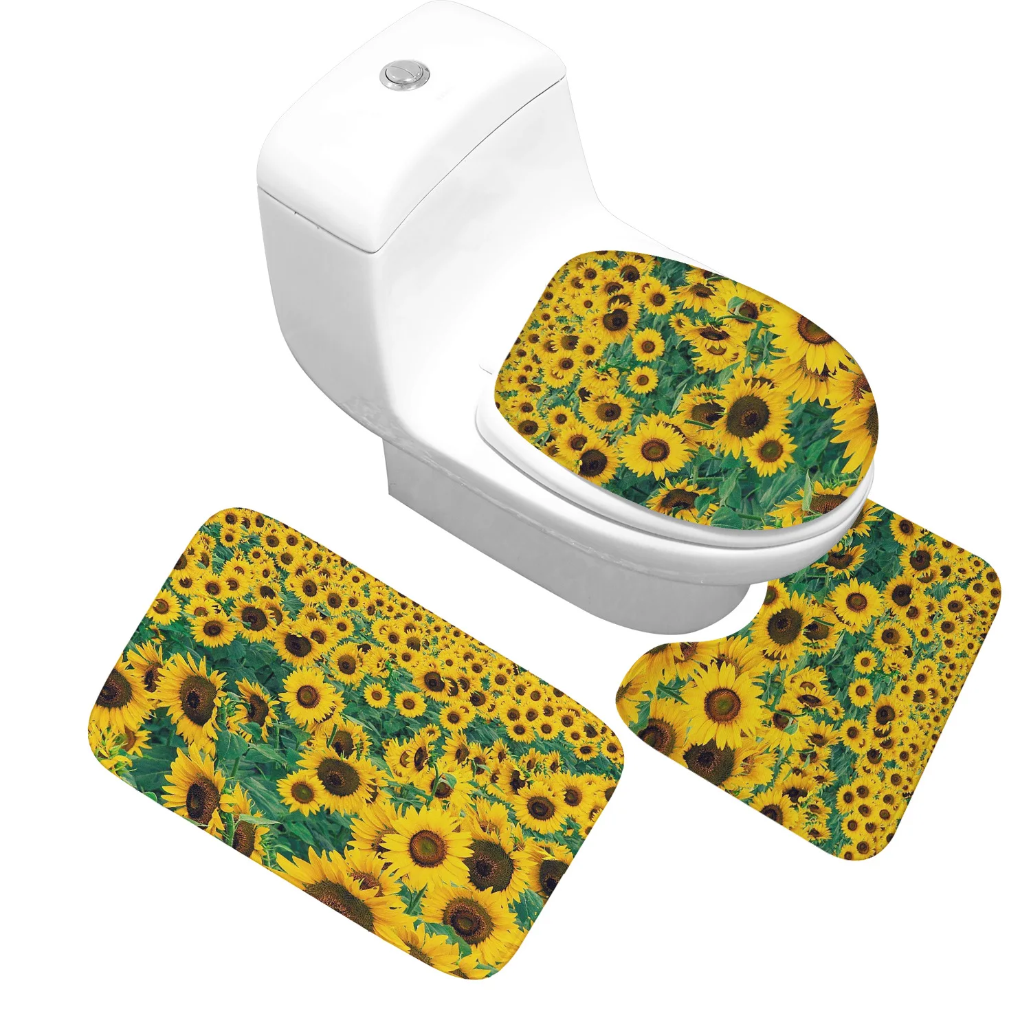 Sunflower Zeegle коврик для ванной комплект коврик для ванной комнаты нескользящий комплект коврик для туалета цветочный узор Товары для ванной фланелевые коврики для ванной - Цвет: Sunflower