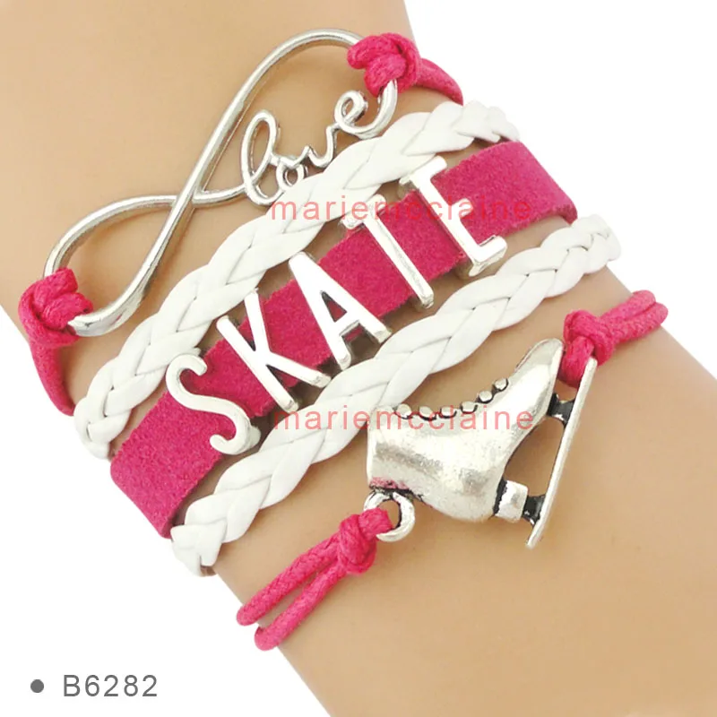 B6282 Высокое качество Live Your Dream Infinity Love to Skate Фигурное катание обувь дружба подарки браслеты для женщин - Окраска металла: B6282