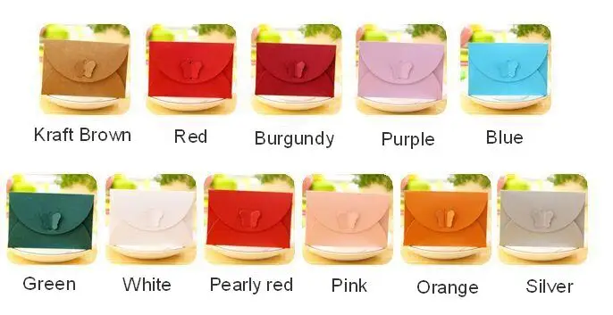 Конверт маленький бумажный цветной на застежке-бабочке 100 шт./лот 10 5*7 см |
