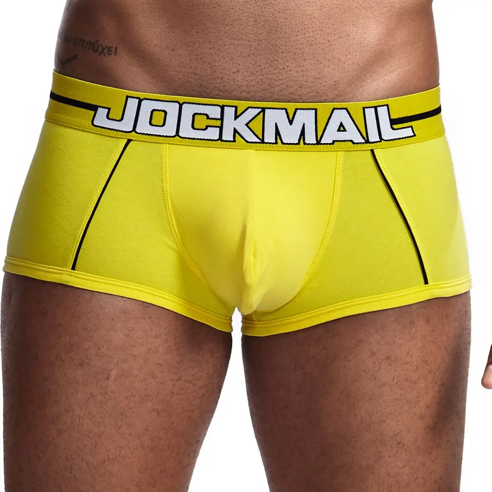 Цвет: желтый JOCKMAIL, Мужская одежда, новинка, мужские боксеры, фирменное Мужское нижнее белье, хлопок, дышащие, сексуальные, cueca, боксеры, ropa interior hombre slip - Цвет: Цвет: желтый