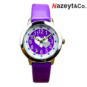 Бесплатная доставка, часы-желе для детей среднего и маленького возраста для мальчиков и девочек, циферблат с милым сердцем и украшением, светящиеся стрелки, кожаные часы в подарок