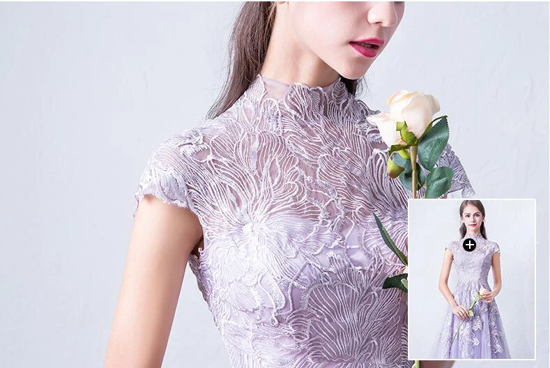 Lilla Evening Dresses 2019 new yearfairy sweet party Gowns for young lady lace flower illusion formal dress Robe De Soiree | Свадьбы и