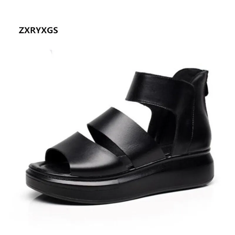 ZXRYXGS/брендовые босоножки обувь из натуральной кожи женские на платформе и