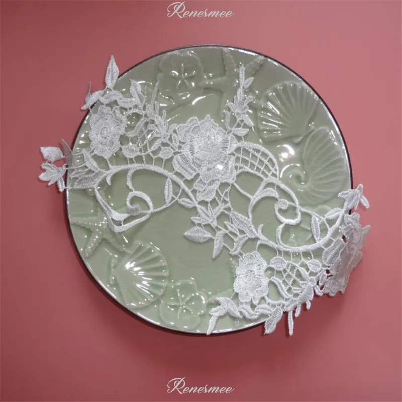 2 пары отделка кружевной аппликацией цвета слоновой кости для свадебной одежды