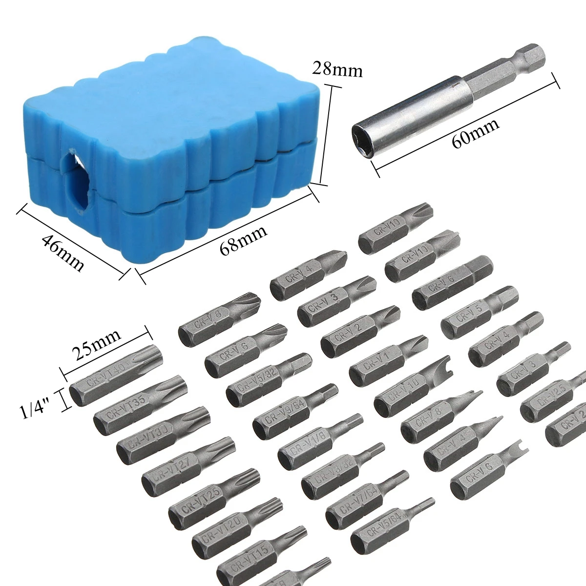 

33Pcs / Set Star Hex Key Torx Mini Electric Screwdriver Bits Holder Kits Chrome Vandium Security Bit Set Tamperproof