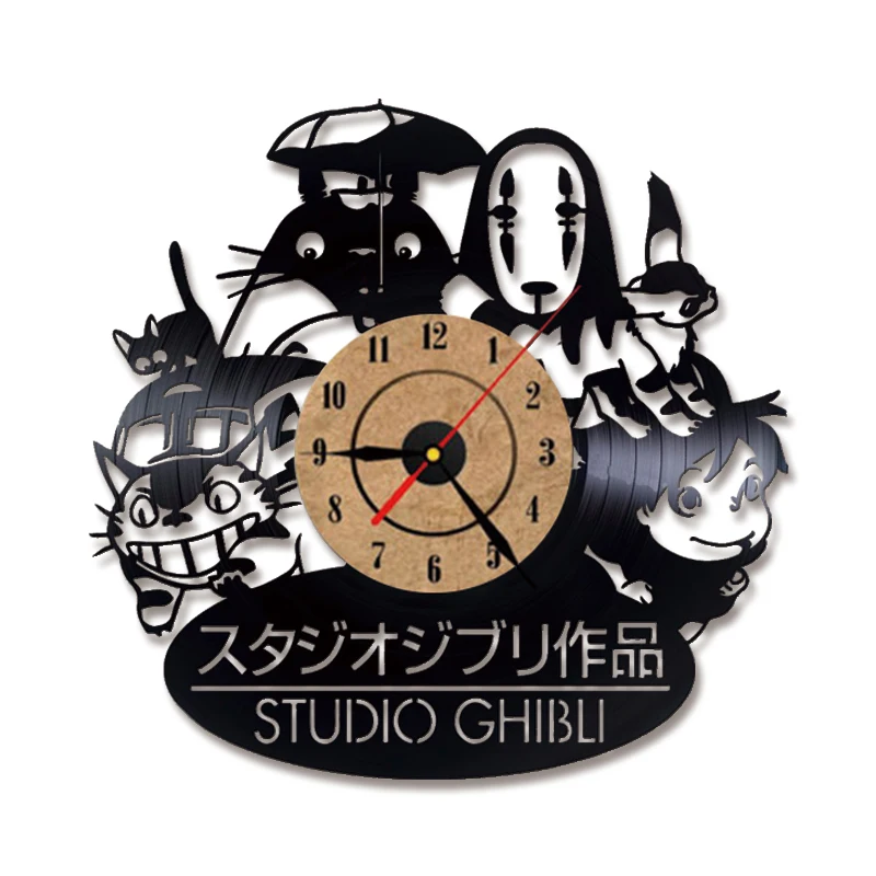 Totoro CD Виниловая пластинка настенные часы современный мультфильм декоративный светодиодный настенные часы для гостиной бесшумные Подвесные часы домашний декор