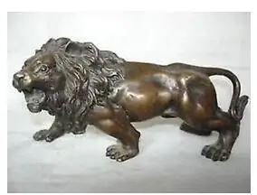 

16*8cm Collectible Art brass lion statue Sculpture & Carvings Vintage Silver old copper wholesale Cheap Tibetan silver statue