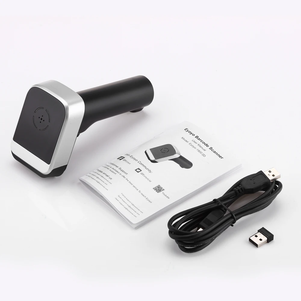 Eyoyo 2D QR беспроводной сканер штрих-кода BT 4,1 USB беспроводной считыватель штрих-кодов для PDF417 матрица данных UPC совместимый