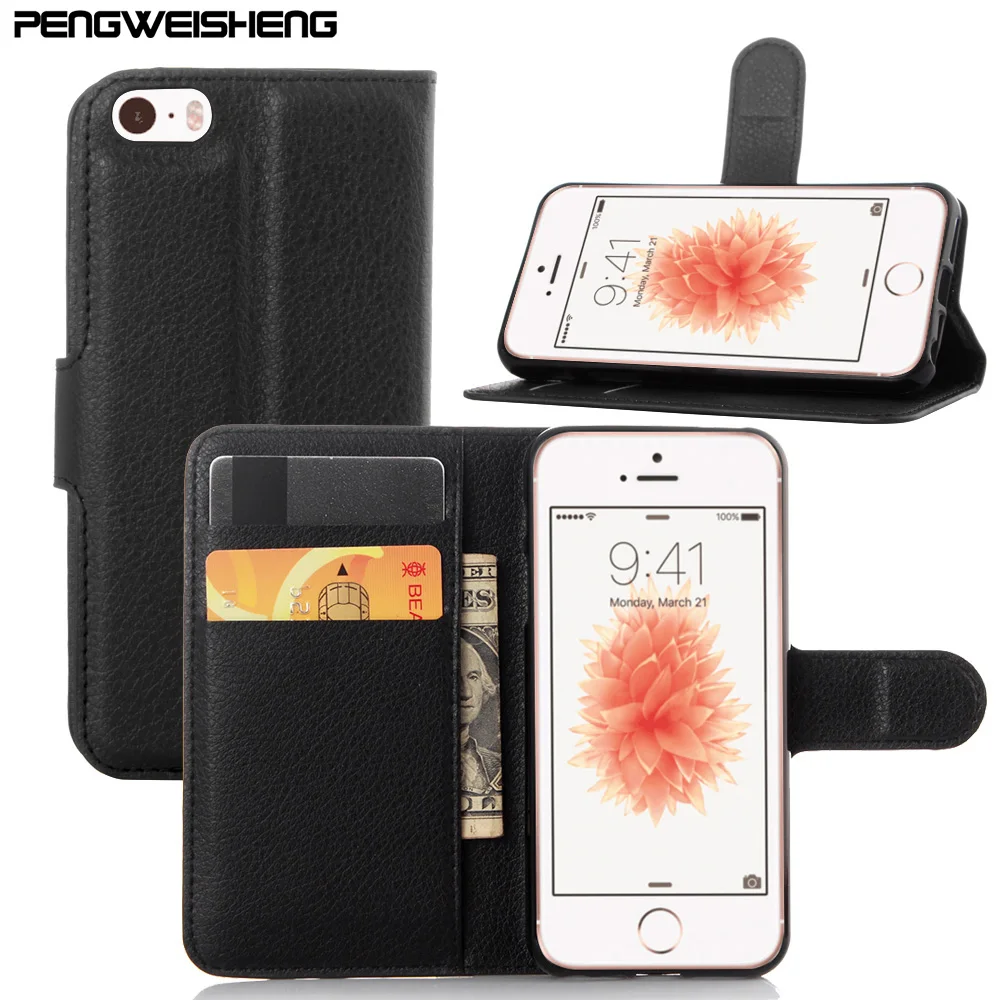 Для iphone SE Case чехол Чехол-Кошелек из ПУ кожи с Откидывающейся Крышкой для телефона