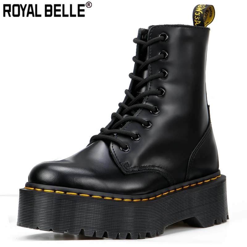 Royal Belle/2019 Популярные стильные женские ботильоны Черные Ботинки martin из
