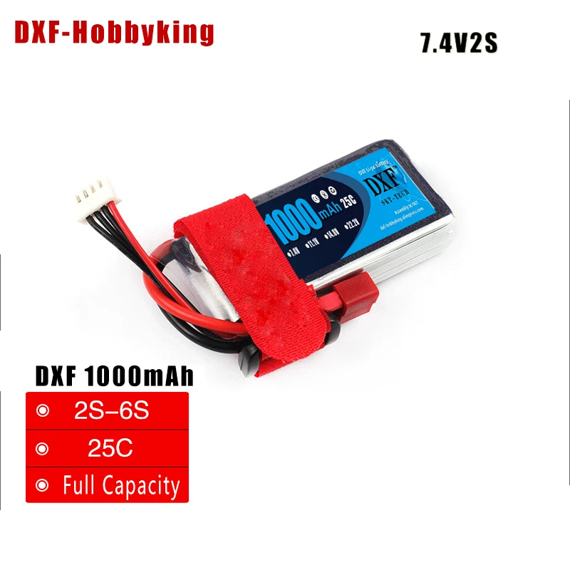 Аккумуляторная батарея 2017 DXF RC Lipo 7 4 В 1000 мАч 2S 25C|jst plug|rc lipo7.4v 1000mah |