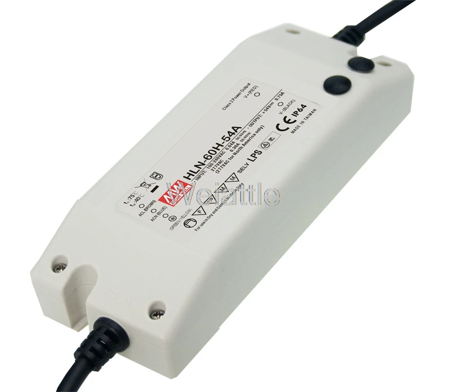 MEAN WELL оригинальный HLN-60H-24B 24В 2.5A HLN-60H 60 Вт IP67 один выход СВЕТОДИОДНЫЙ PMW затемнение