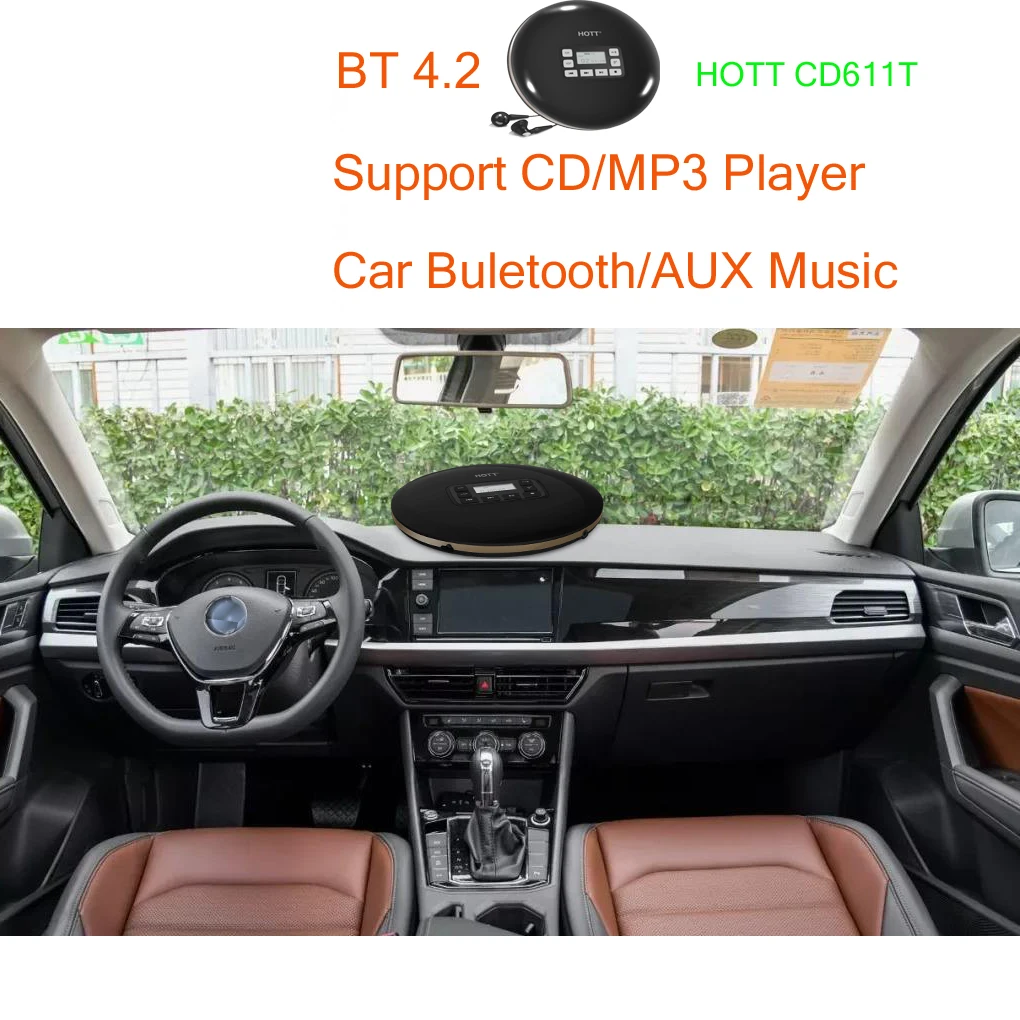 HOTT CD611T портативный Bluetooth CD-плеер с перезаряжаемой батареей светодиодный дисплей, CD walkman наслаждаться музыкой и аудиокнигой