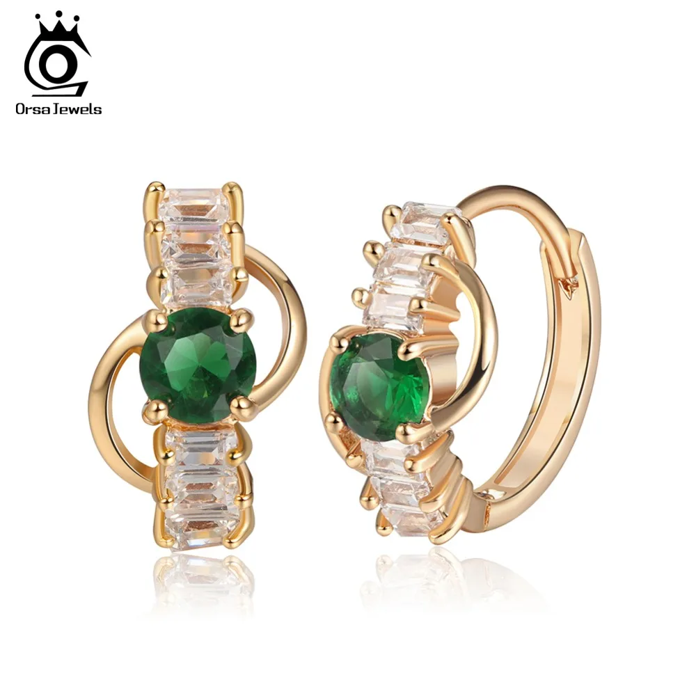 ORSA JEWELS, роскошные женские серьги-кольца, три цвета, AAA кубический циркон, Золотые серьги, модное ювелирное изделие, OME43