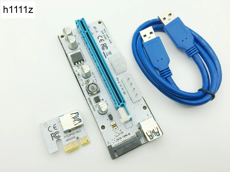 Riser VER008S 3 в 1 Molex 4Pin SATA 6PIN PCI E Экспресс Райзер карта 1x до 16x USB 0 кабель для майнинга