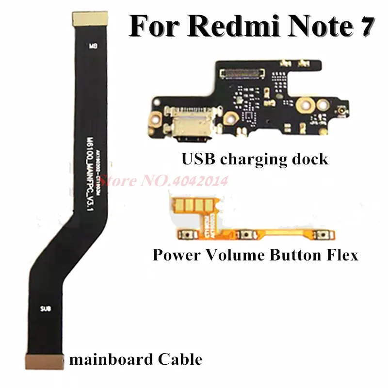 10 шт. оригинальный USB порт для зарядки док станция гибкий кабель Xiaomi Redmi Note 7 кнопка