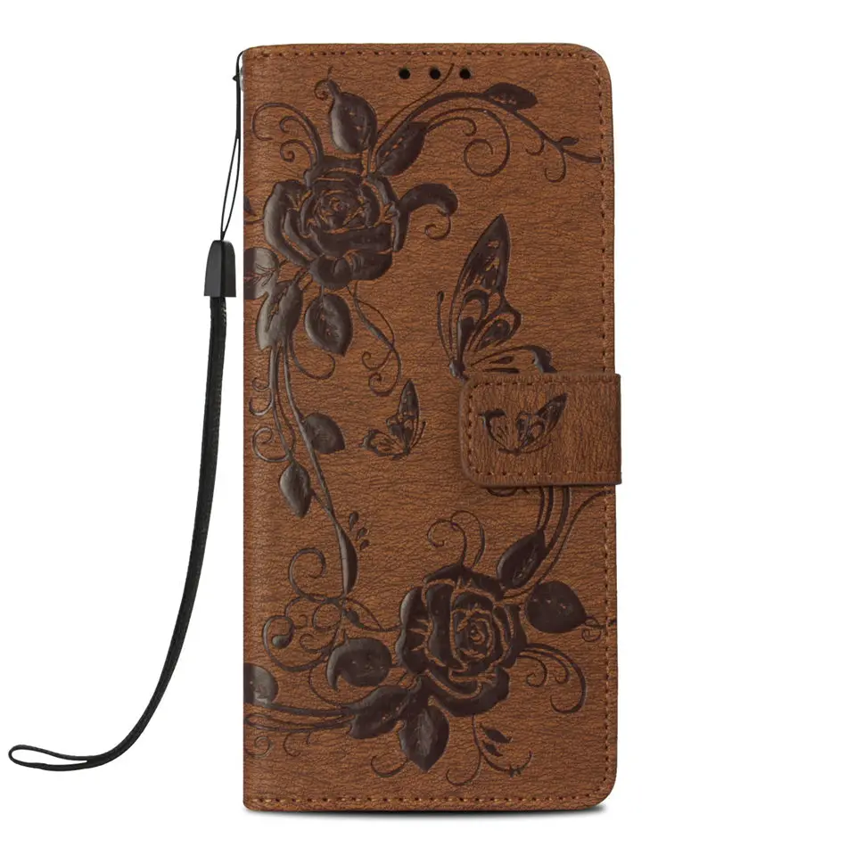 Brown 3D бабочка чехлы с цветами для samsung Galaxy S10 Lite S9 S8 A8 плюс j5 A3 A5 S5 S6 край ретро бумажник чехол DP03F - Цвет: Brown