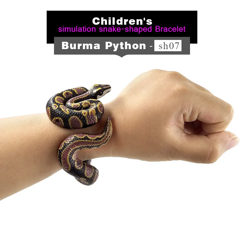 Burma Python Хэллоуин браслет-змейка животных подвижная фигурка-модель пластиковые веселый подарок для детей Обучающие Детские для мальчиков и девочек с принтом сада горячие игрушки - Цвет: Burma Python