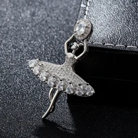 farlena jewelry delicate ballerina girl brooch for women dress scarf pins fashion micro inlaid zircon crystal brooch
