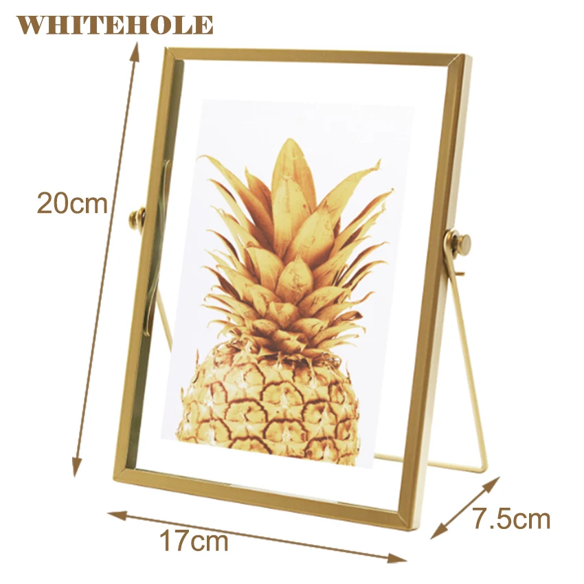 Nordic Style Iron Bracket Photo Frame 6-inch Metal Picture Glass Inside Desktop | Дом и сад
