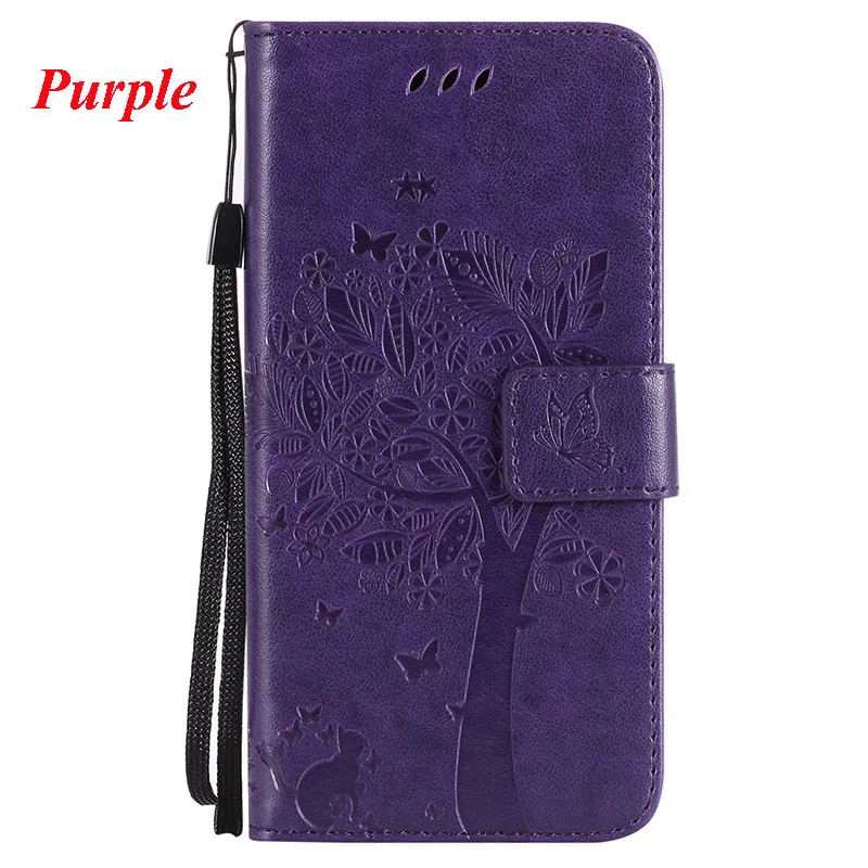 Purple 3D дерево для samsung Galaxy A5 A500 A510 A520 A7 A710 из искусственной кожи чехол защитный чехол для телефона чехол-подставка с откидной крышкой - Цвет: Purple