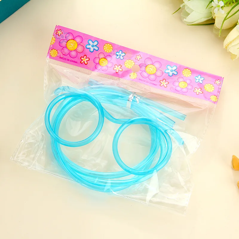 Милые Креативные забавные мягкие пластиковые очки с изгибом для детей соломинки на присоске Детские