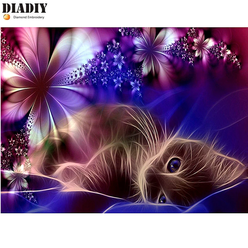 DIADIY полный квадратный алмаз 5D DIY Алмазная картина &quotКот и цветок&quot 3D вышивка
