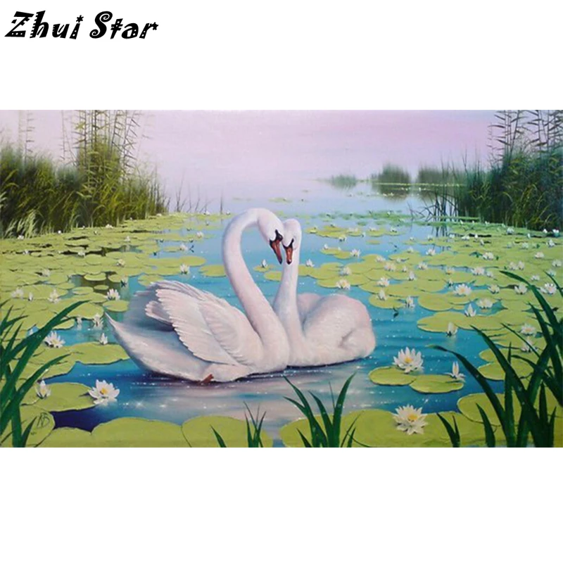 Zhui Star 3D Diy картины для алмазной вышивки Стразы влюбленные Лебеди Вышивка