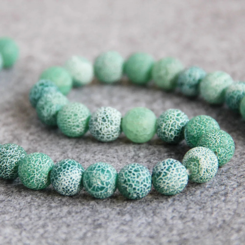 Горячая Новинка для ожерелья 10 мм полоса зеленый натуральный матовый оникс