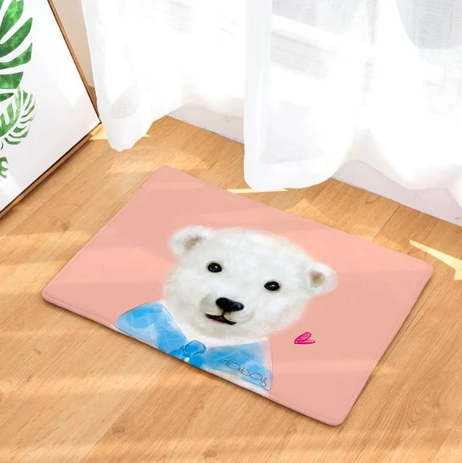 Альпака Пингвин кролик Придверный коврик с изображением медведя для ванной