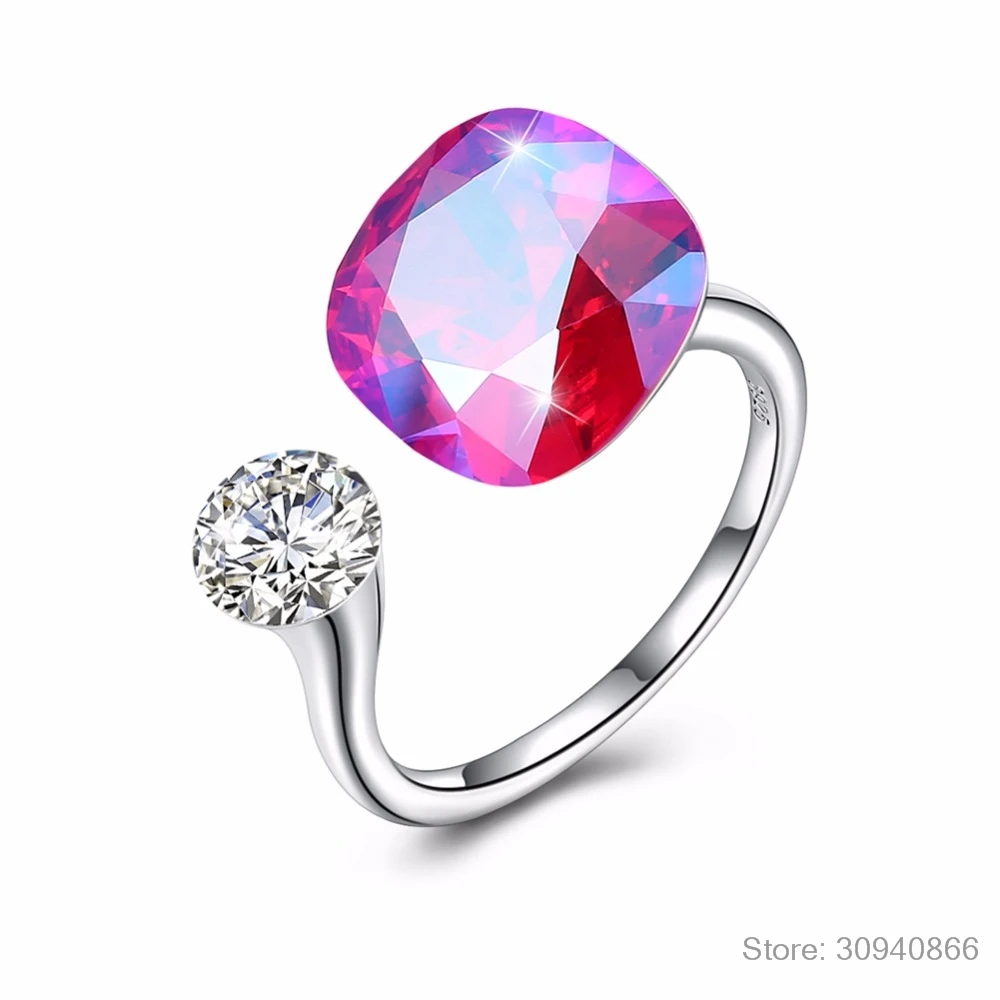 LEKANI кристаллы от кольца swarovski 925 индивидуальные бриллиантовые шипованные кольца из стерлингового серебра женские многоцветные простые кольца подарок