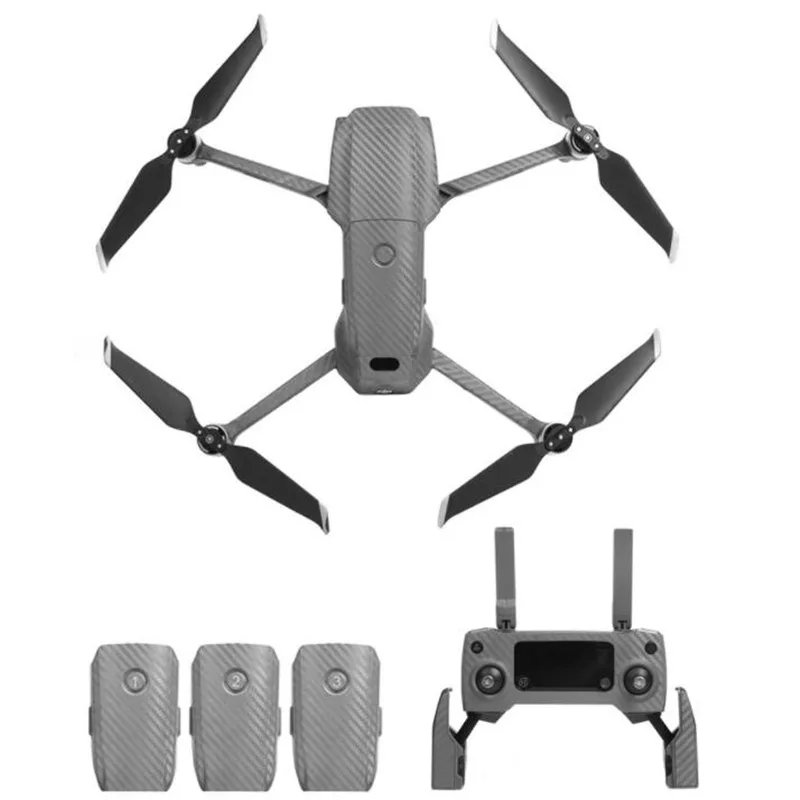 Серый углеродное волокно ПВХ этикета кожи Стикеры для DJI Мавик 2 Pro и зум Drone тела защитная пленка+ пультов дистанционного управления крышка